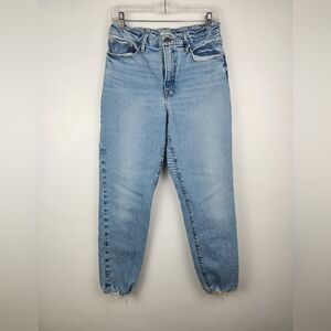 Good American High Rise Jeabs Distressed Pocket Ankle Tapered Leg Size 6